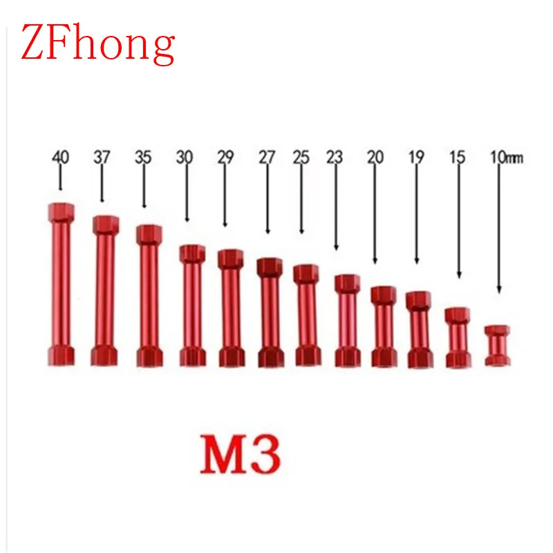 20 шт M3 * 10/15/19/20/21/23/25/27/29/30/32/35/37/40 красный анодированный алюминиевый шестигранный