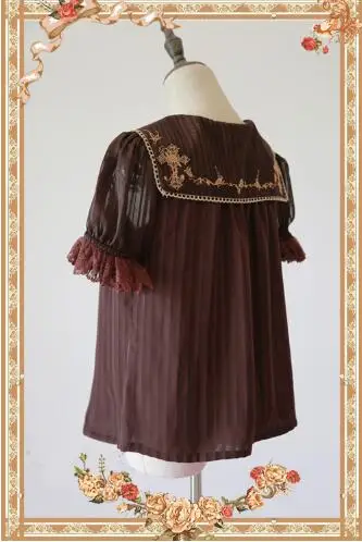 2017 новая летняя шифоновая блузка с короткими рукавами и вышивкой в виде креста