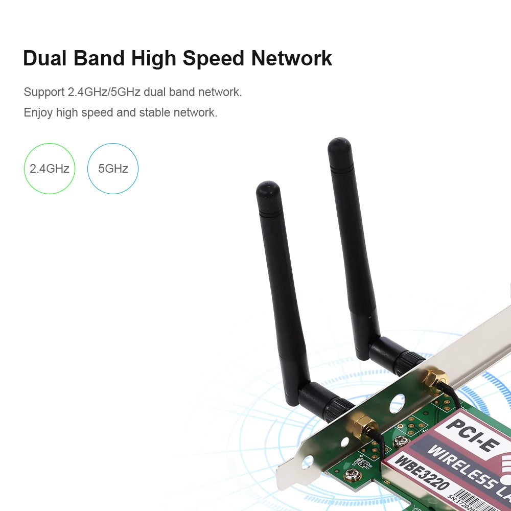 2 4 ГГц/5 ГГц 300 Мбит/с беспроводная сеть Wi Fi LAN PCI E X1 разъем адаптера карты с