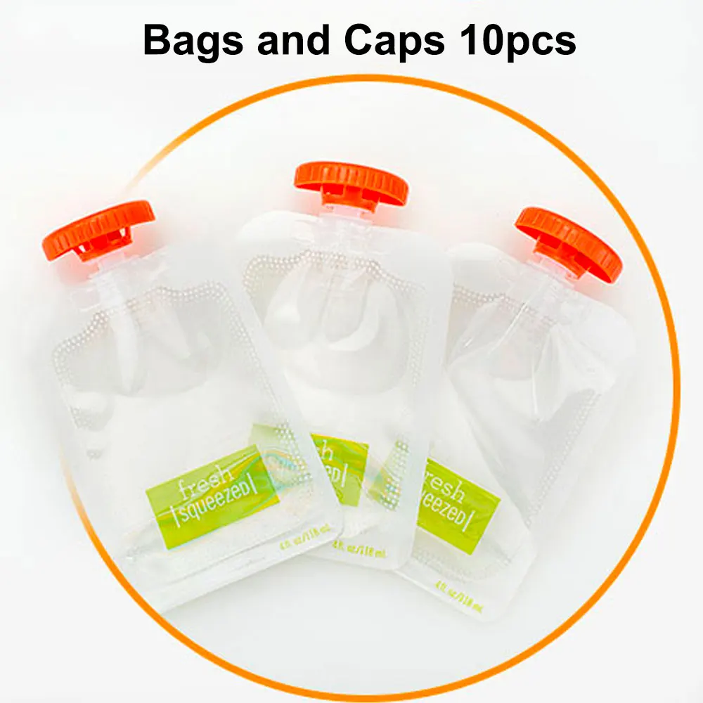 Bag 10pcs GT Набор для изготовления детского питания, станция для выдавливания еды, контейнер для хранения детского питания, Фруктовое пюре, упаковочная машина, станция для сока - Цвет: Bag 10pcs