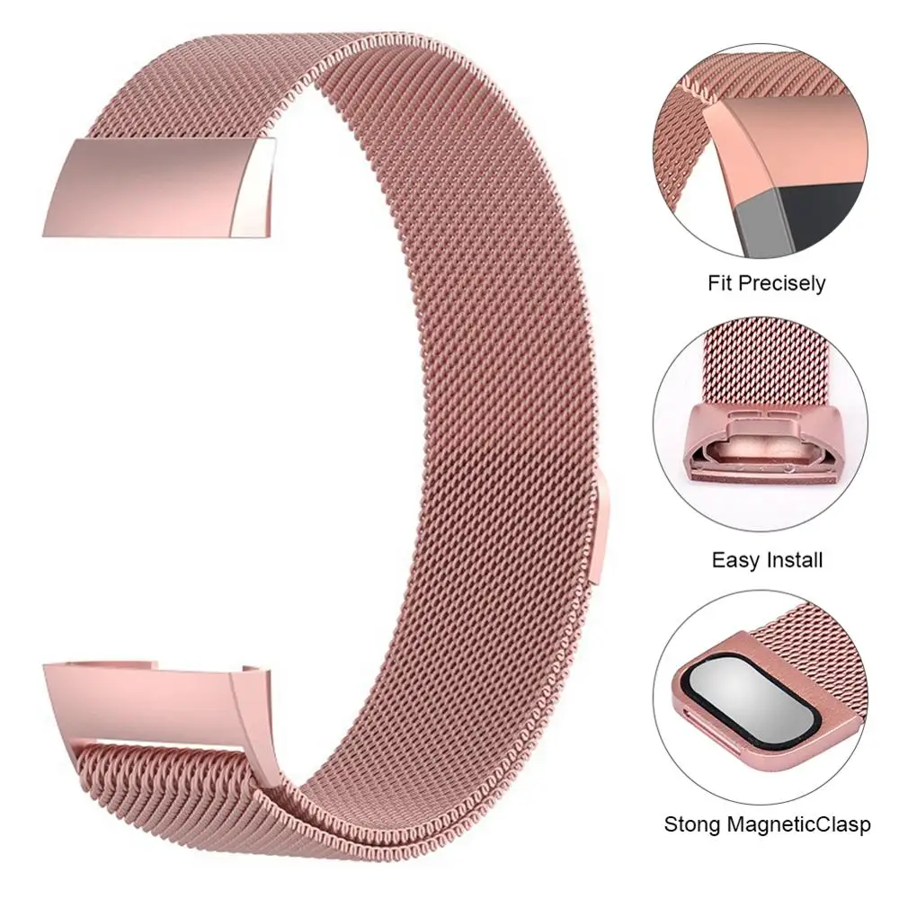 Yuedaer магнитный с миланским плетением петля ремешок для Fitbit Charge 2 металлические браслеты из нержавеющей стали для Fitbit Charge 3 браслета