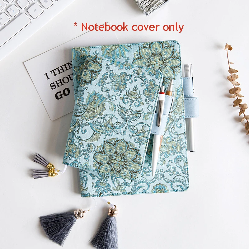 Notebook cover only Ретро ткани небесно-голубого цвета в цветочек с Тетрадь график Журнал Дневник Обложка A5 A6 планировщик кисточкой Тетрадь чехол время Управление Тетрадь - Цвет: Notebook cover only