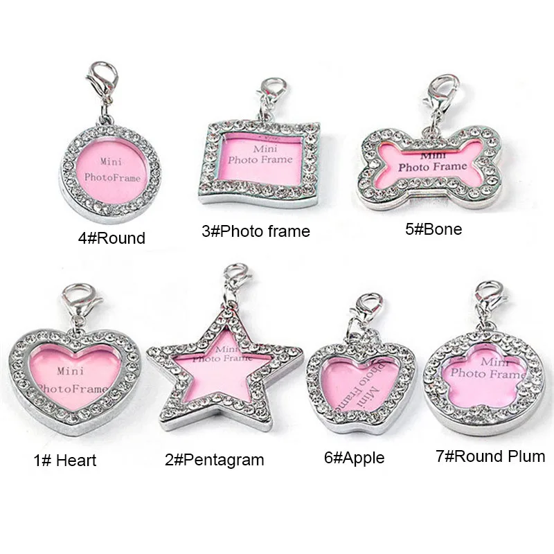 Чистая бирка для собаки фоторамка в форме сердца стразы подвеска рукописного