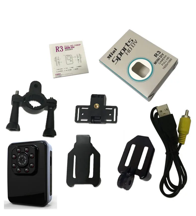 No Wifi Black R3 WiFi мини камера HD 1080P микро камера инфракрасного ночного видения Мини спортивная DV камера циклическая запись для пеших прогулок и верховой езды - Цвет: No Wifi Black