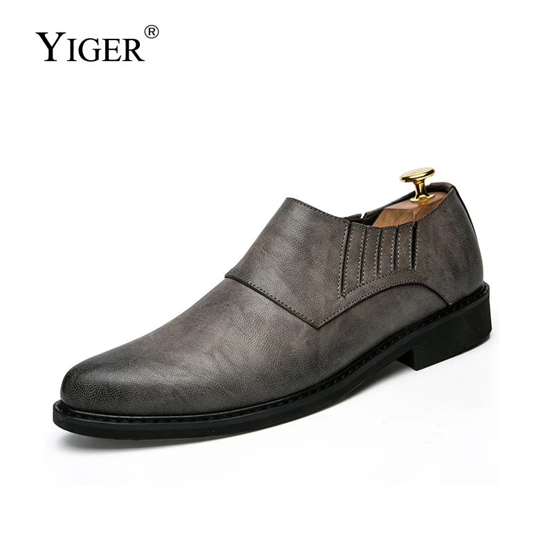 YIGER/Новые мужские туфли оксфорды обувь для Мужская официальная одежда мужская в деловом стиле с перфорацией