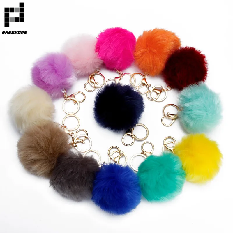 Trinket Pompons Keychain Faux Rabbit Fur Fluffy Key Holder For Pom Balls Aesthetic  Accessories Keyring Jewelry Making Supplies
