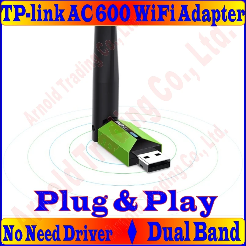 Plug& Play не нужен драйвер, TP-LINK AC600 беспроводная сетевая карта 11AC 600 Мбит/с двухдиапазонный USB WiFi адаптер с 5dBi внешней антенной