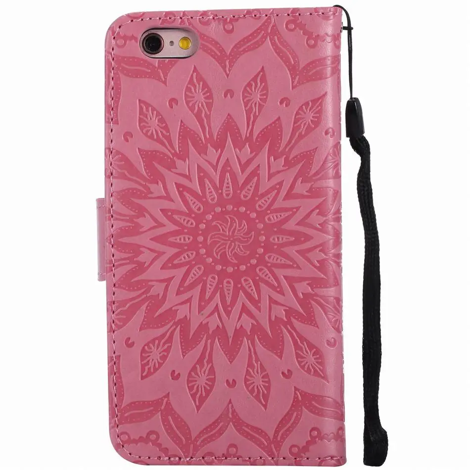 Кожаные чехлы-книжки с цветами для iPhone X, XR, XS, 11 Pro Max, 8, 7 Plus, 5S, 6 S, Touch 5, 6, однотонная цветная крышка, мандала, сумка для телефона DP23Z