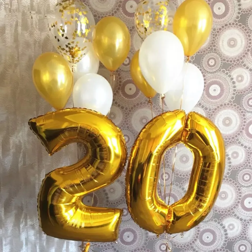 12 шт./лот 32 дюймов номер воздушный шарик из фольги в форме ''золото конфетти