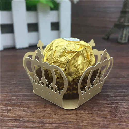 dark golden 50 шт. Корона принц Бумага конфеты бар шоколадная упаковка Бар Лазерная резка День рождения украшения для детей вечеринок Свадебные украшения - Цвет: dark golden