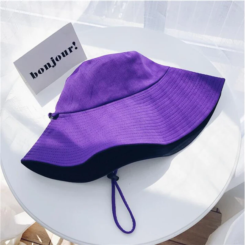Women Buckle Hat Ladies 2020 Anti-UV Foldable Summer String Sun Hats Panama Wide Brim Beach Girls Purple Beige Cap | Аксессуары для