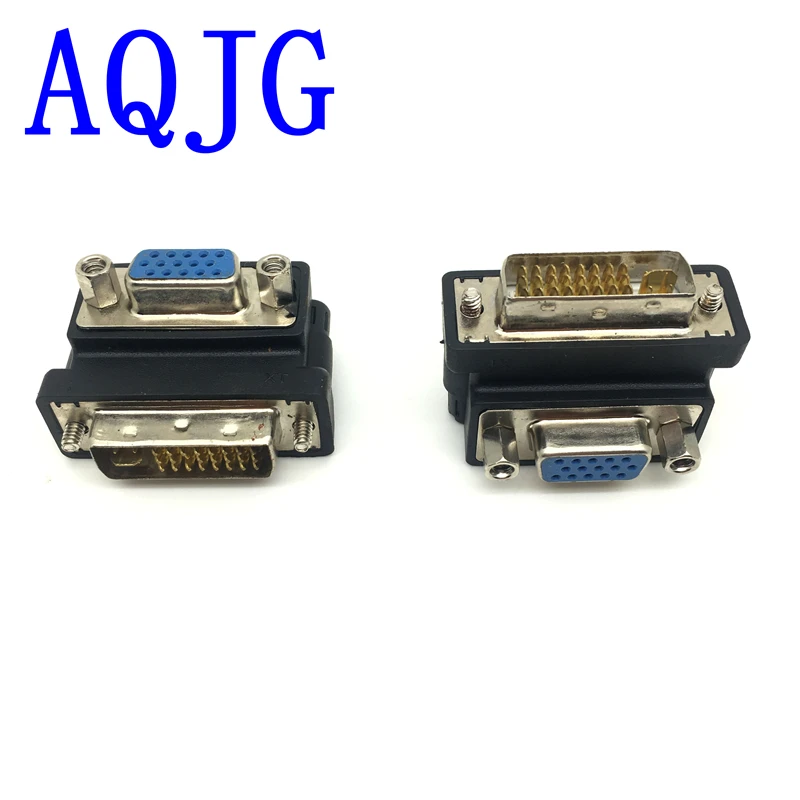 

10pcs DVI 24+5 to VGA Adapter Right Angle DVI24 5 to VGA Connect VGA Video DVI Male Female interface conversion cable AQJG