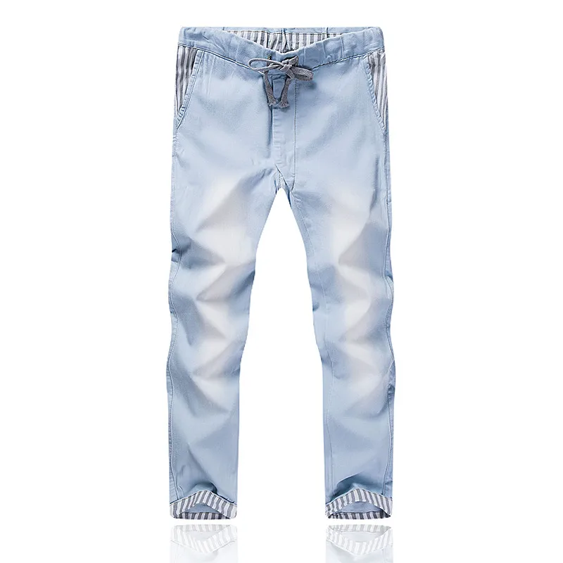 2019 плюс размер синие брюки на завязке для мужчин Slim Fit Hip Pop прямые мужские модные