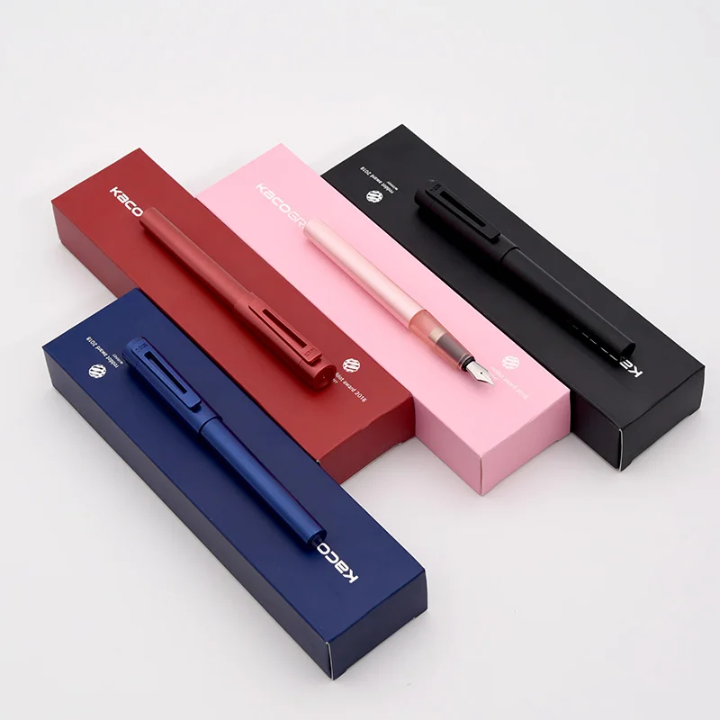 Kaco Sky Series Fountain Pen Premium Plastic Ink Pens Extra Fine Nib 0.38mm Metallic Color Black Blue Pink Red with Gift Box |