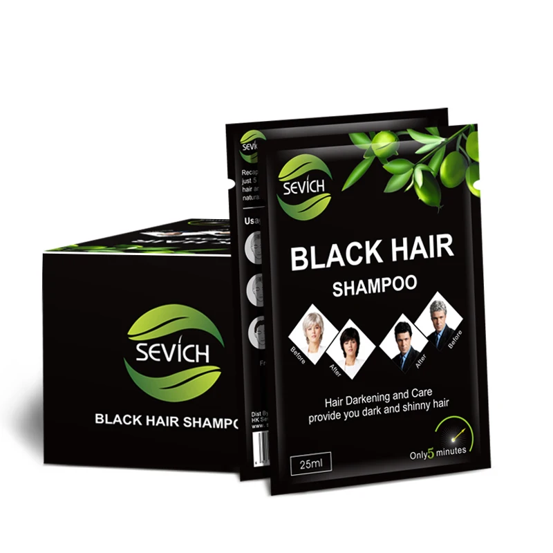 

10 pcs/lot Instant Black Hair Shampoo Make Grey and White Hair Darkening and Shinny in 5 Minutes Sevich Make Up Free shipping
