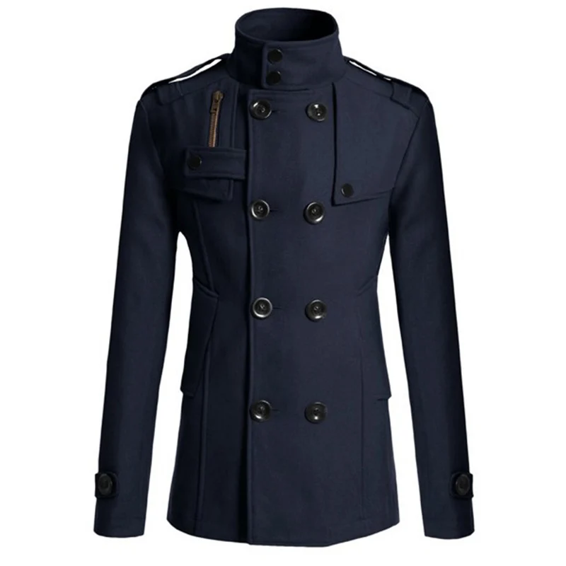 2019 Autumn And Winter Men's Wool Coat Slim Jacket Double Row Button Collar Warm Casual M-3XL | Мужская одежда