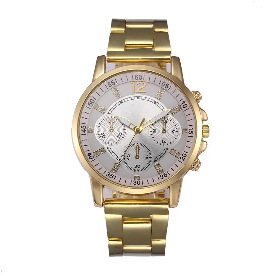 

Luxury Gold Men's Watches Unique Business Dress Crystal Wristwatch for Man Woman Lover's Clock Golden Male Female Hot #D