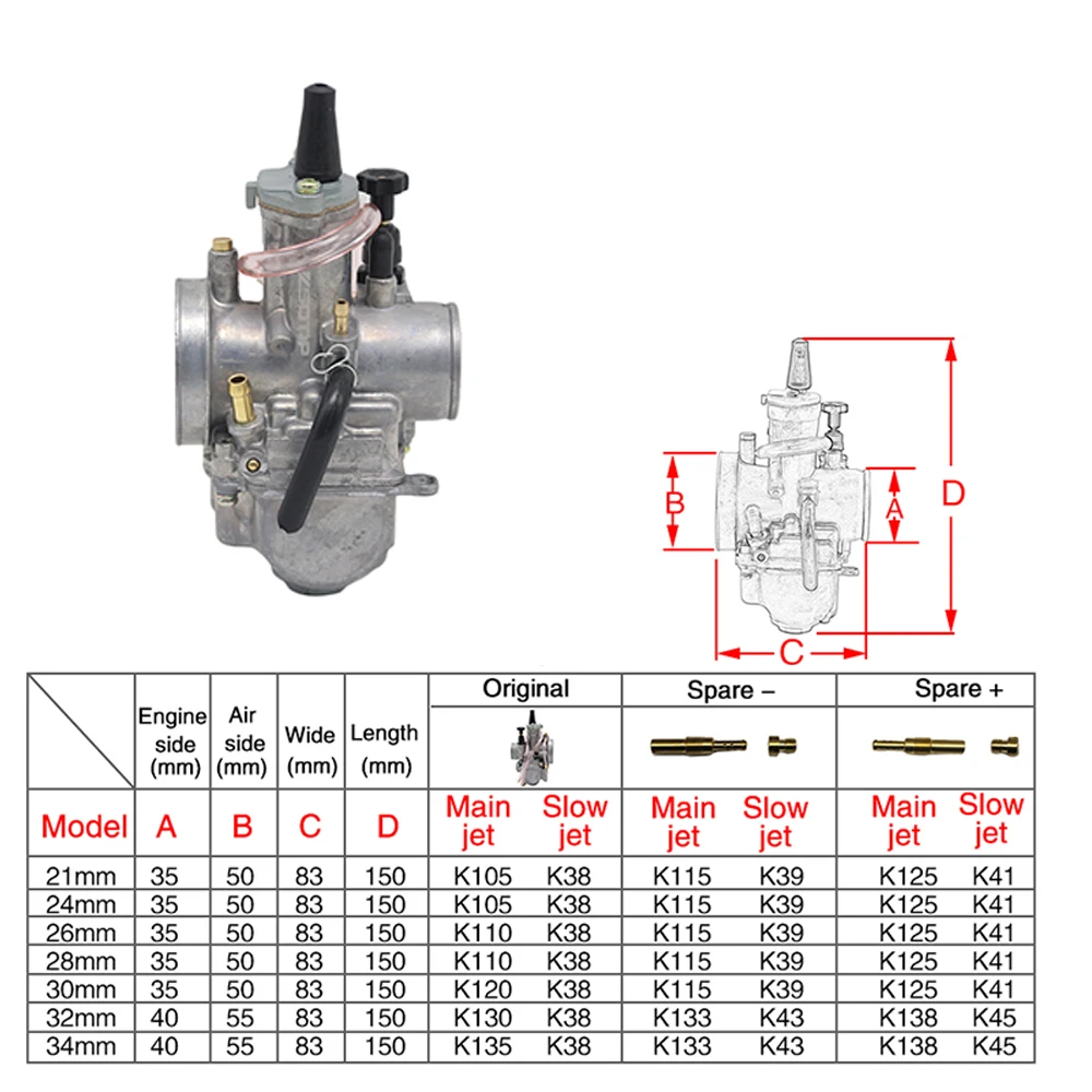 Карбюратор для мотоцикла ZS 2Т двигатель PWK 2т 21 24 26 28 30 32 34 мм Honda Yamaha Racing Motor ATV |