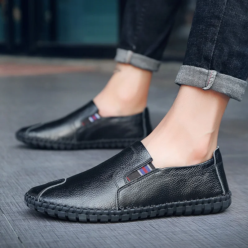 Мужская обувь для вождения из мягкой кожи большие размеры 38-50 4 вида цветов Модные