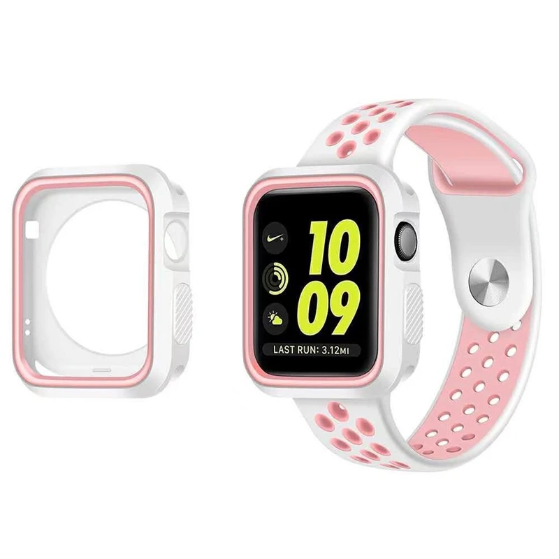 Модный двойной цвет мягкий силиконовый чехол бампер для Apple Watch iWatch серии 1 и 2 3