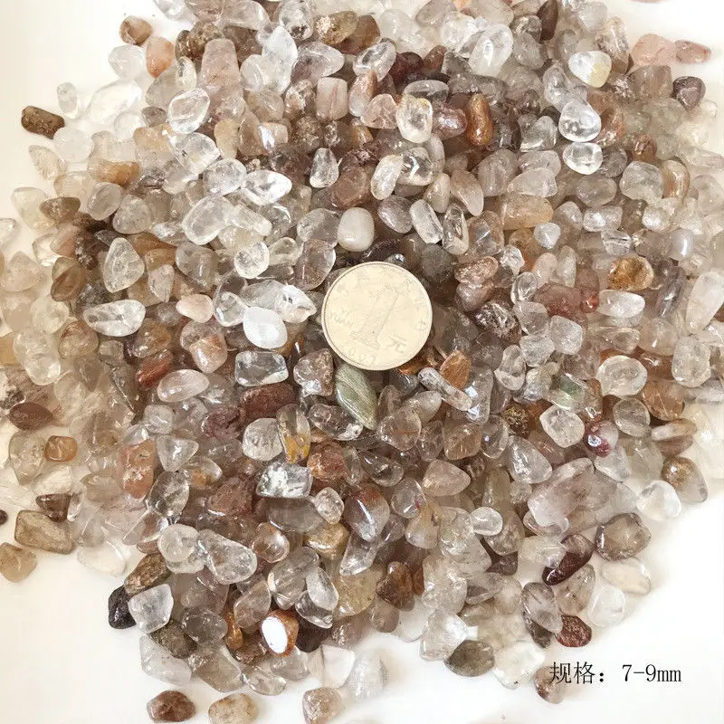 Оптовая продажа 50 г 2 размера натуральный микс кварц Рутиловый гравий