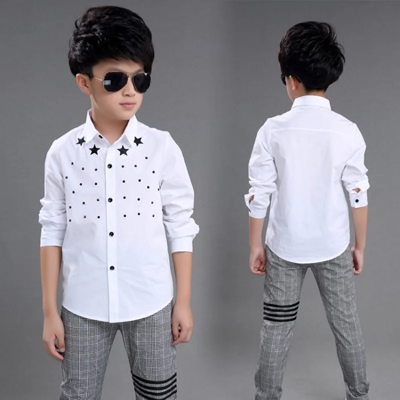 Коллекция 2019 года Осенняя детская одежда рубашки для мальчиков с длинными
