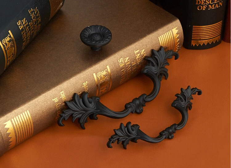 5 стилей ретро выдвижной ящик ручки Черный комод ручка деревенский Droor