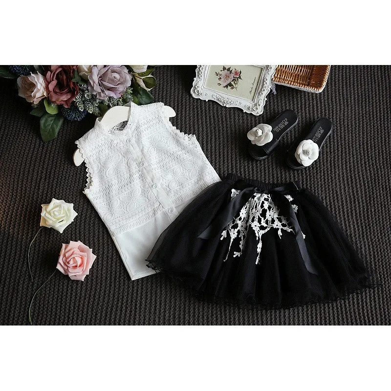 Hot sale 2017 new fashion cute lace floral shirt+dress two set Children kid baby girl dress | Детская одежда и обувь