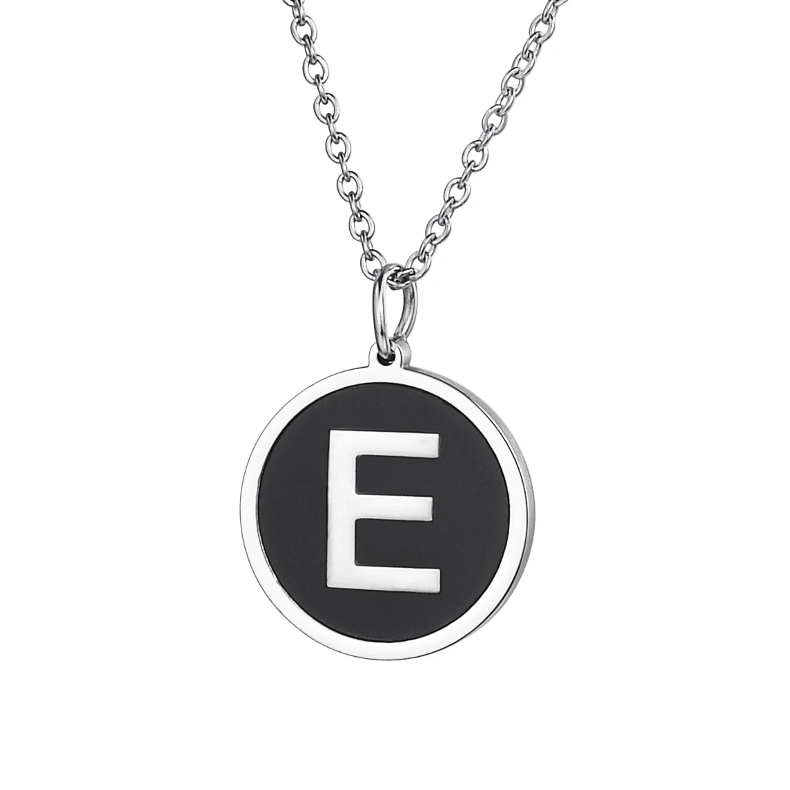 2019 Stainless Steel Round Lettering "A-Z" Pendant Necklaces For Men Romantic Silver Necklace Female Jewelry Gift With Chain |