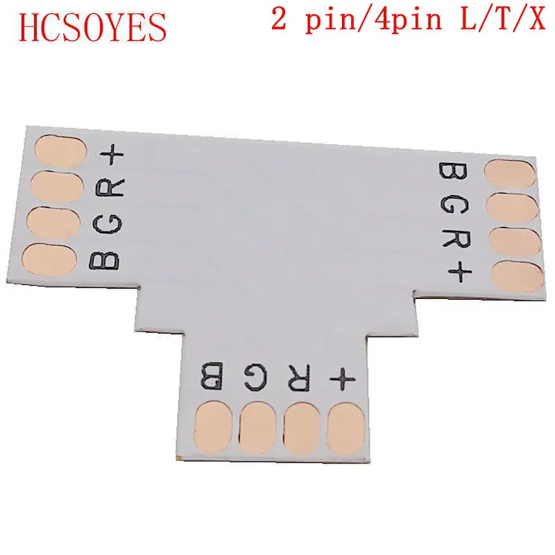 100 шт. l/t/X форма 10 мм Solderless 2 Pin/4 pin RGB LED разъем для 5050/3528 сплиттер правый угол