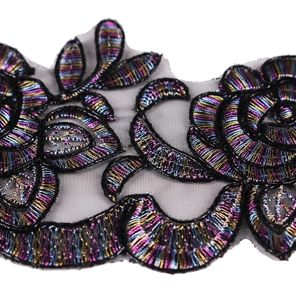 10 ярдов Цветочная вышивка аппликация кружевная ткань отделка Кружева шнур