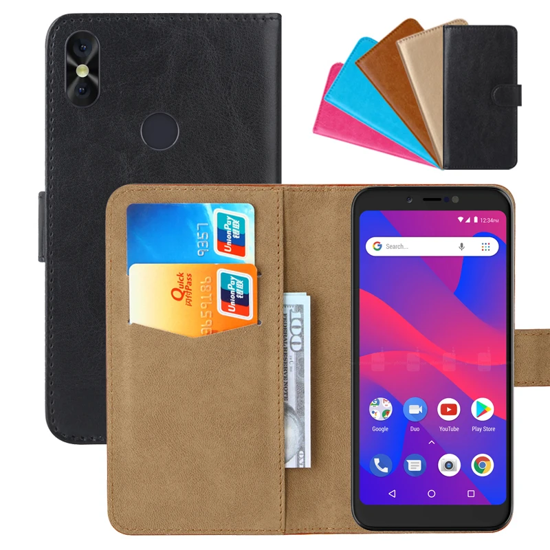 Роскошный чехол бумажник для BLU Studio Mega 2018 из искусственной кожи в стиле ретро с