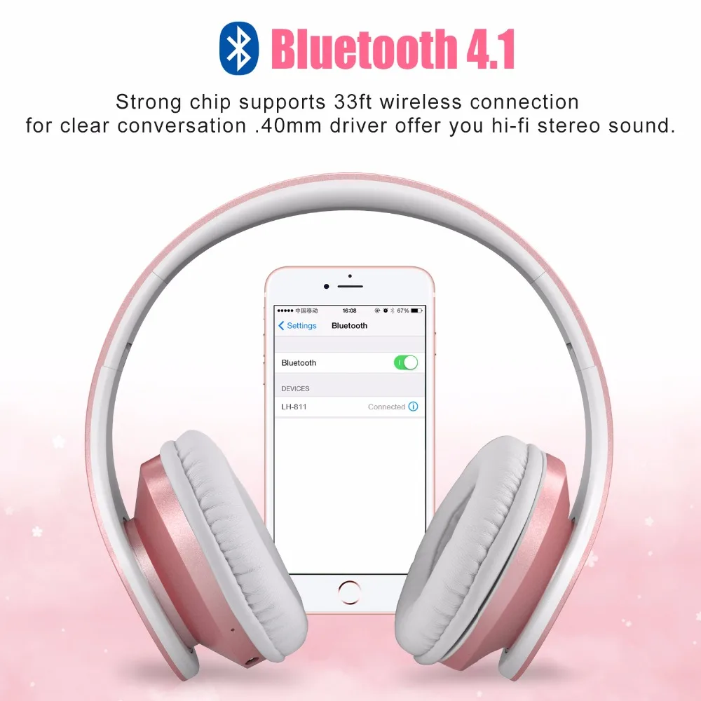 Eson стиль Bluetooth накладные стерео аудио Музыка складные наушники с мягким ухом встроенный микрофон и проводные Hedphones