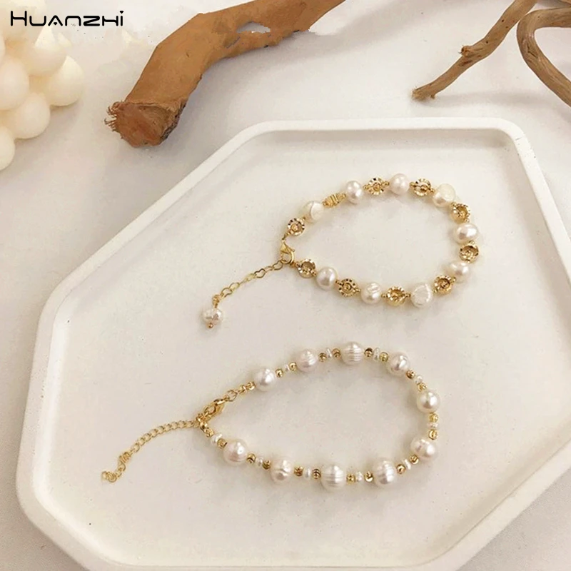 HUANZHI новинка 2019 корейские золотые металлические спиральные браслеты с