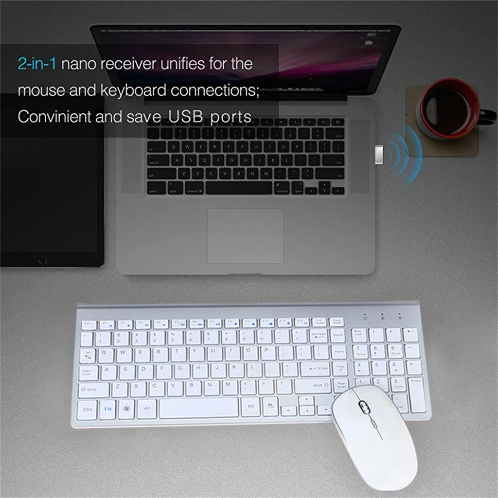 VOBERRY Mini Ultra-thin Silent Mouse 2.4 GH USB Wireless Keyboard Set High Sensitivity 104 Full | Компьютеры и офис