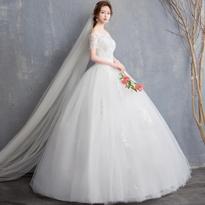 Fansmile Новое винтажное Тюлевое свадебное платье Vestidos de Novia бальное платье принцессы Свадебное платье невесты FSM-623F