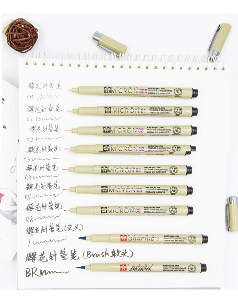 Sakura Pigma Micron Neelde мягкая кисть Ручка для рисования Мультяшные арочные Чернила Канцелярские принадлежности анимация художественные принадлежности