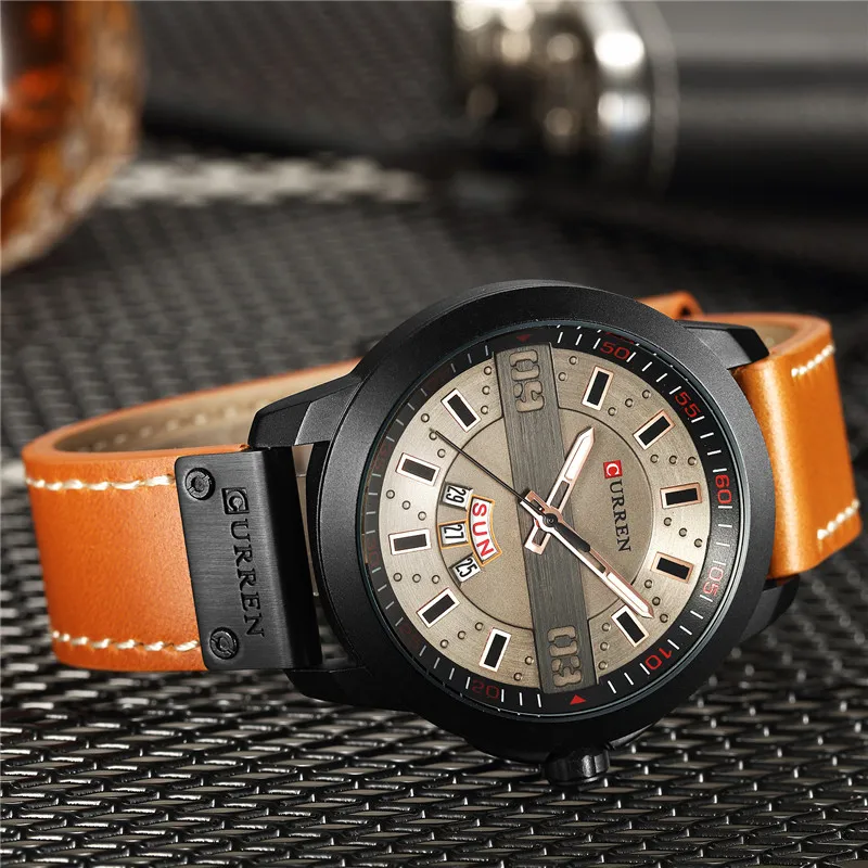 CURREN Mens Watches Waterproof Date Week Top Brand Luxury Leather Band Sport Business Military Male Clock Relogio Masculino 8286 | Наручные