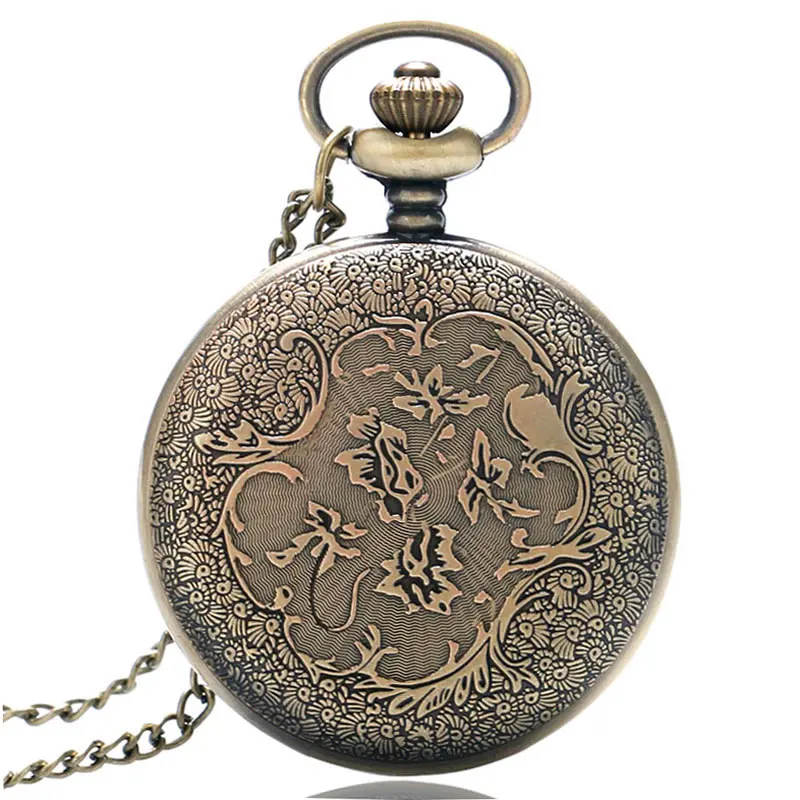 

New Arrival Hollow Wheel Design Black Roman Number Dial Fob Pocket Watch With Pendant Necklace Chain Drop Shipping Accessory