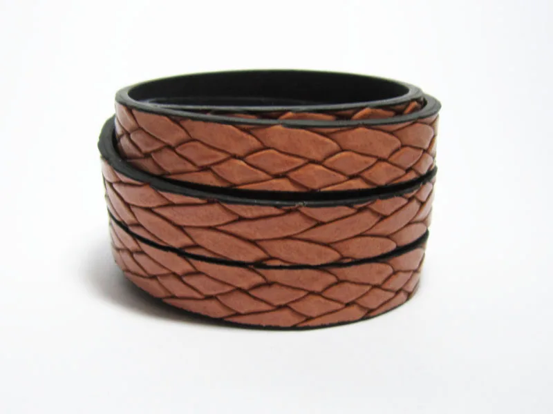 Кожаный шнур 10 мм из искусственного персикового плетеного кружева 10x2 кожаные