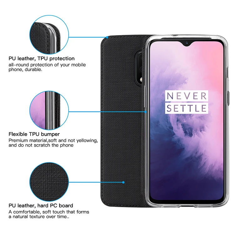 Для Oneplus 7 PRO чехол для телефона Мягкий противоударный защитный кожаный флип анти