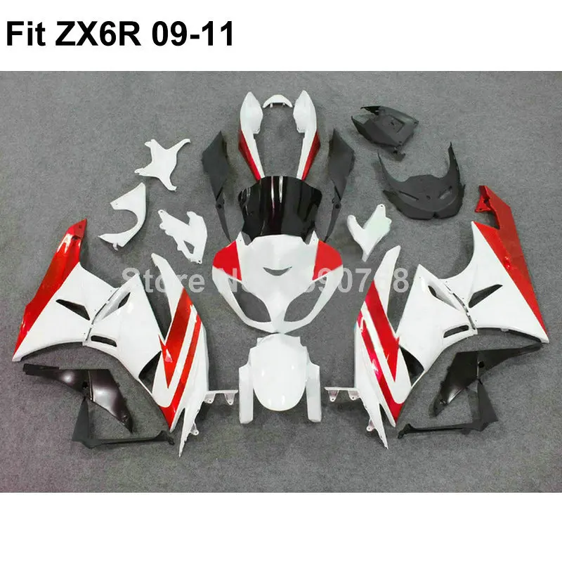 Обтекатель для KAWASAKI Ninja 636 ZX6R 09 10 11 Белый Красный ZX 6R 2009 2010 2011 обтекатель комплект