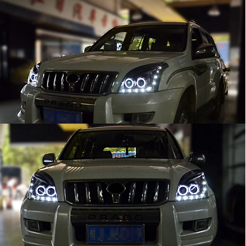 Hlxg фары в сборе для Toyota Prado 2003 2009 светодиодные DRL H7 Hid Bi Xenon луч Противотуманные