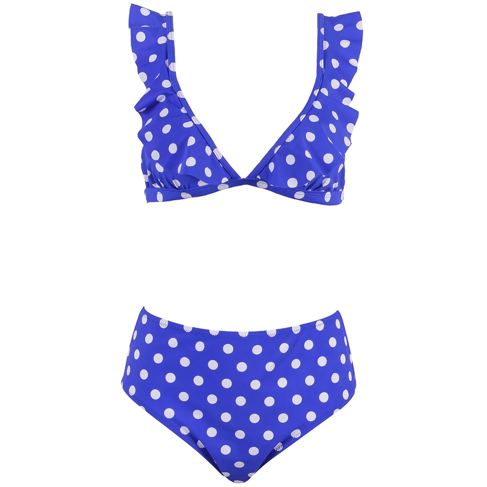 TCBSG New Arrival Push Up Bikinis Women Swimsuit Swimwear Ruffle Bandeau Brazilian Dot High Waist Bikini Set Biquini XL