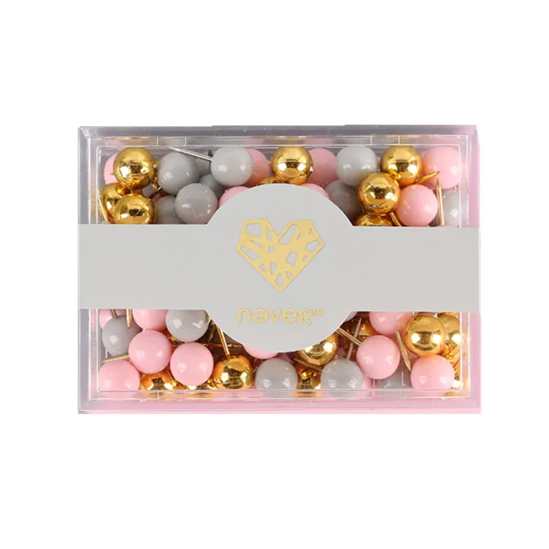 120pcs Pink Series Push Pins Office Decorative Gift Stationery Colored Thumb Tack Message Cork Board Pushpin Thumbtack