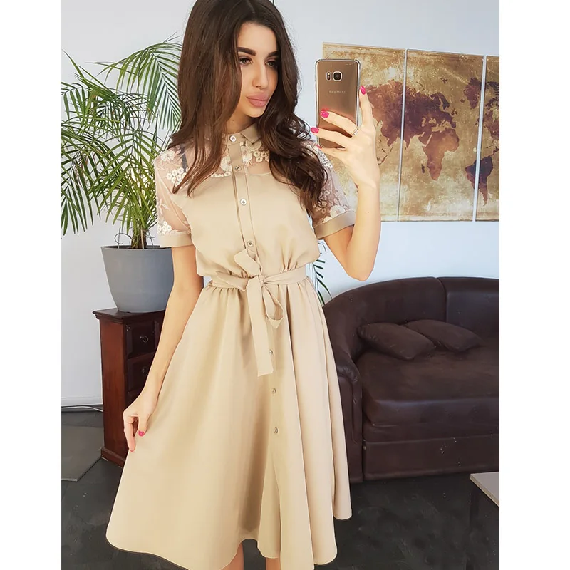 Женские пояса кружева лоскутное вечерние платье короткий рукав отложной