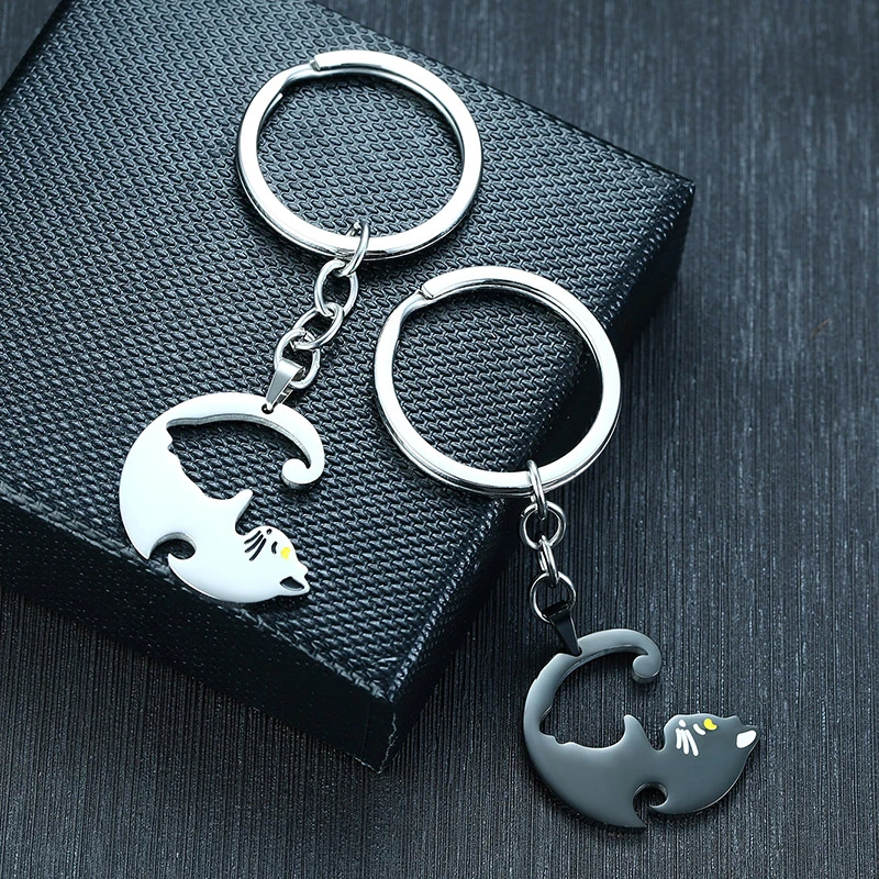 Пара симпатичных брелоков для женщин и мужчин серебряный черный цвет