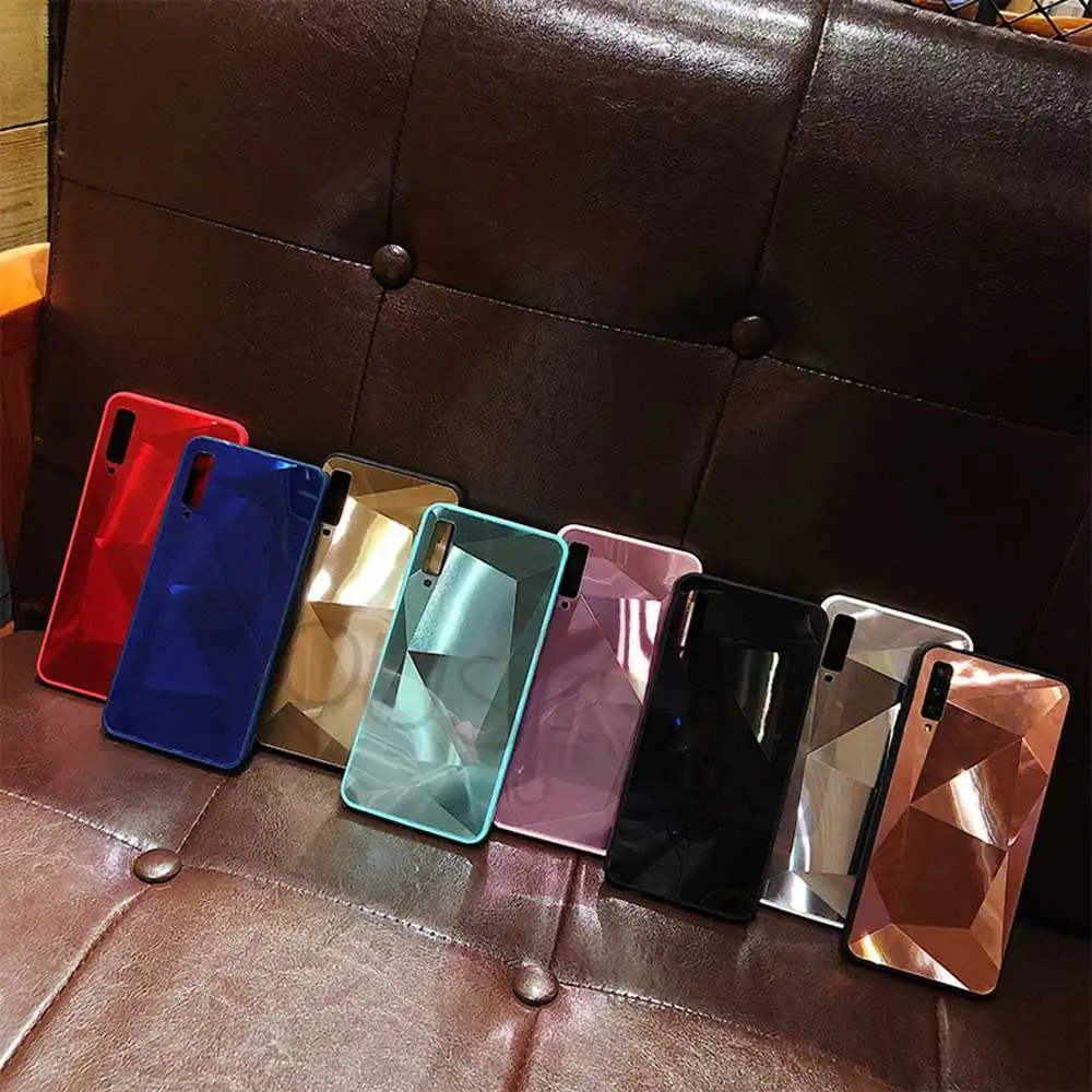 Luxury Diamond Texture Mirror Case For Samsung Galaxy S7 S8 S9 S10 Plus TPU Soft Candy J A Series Note 8 |