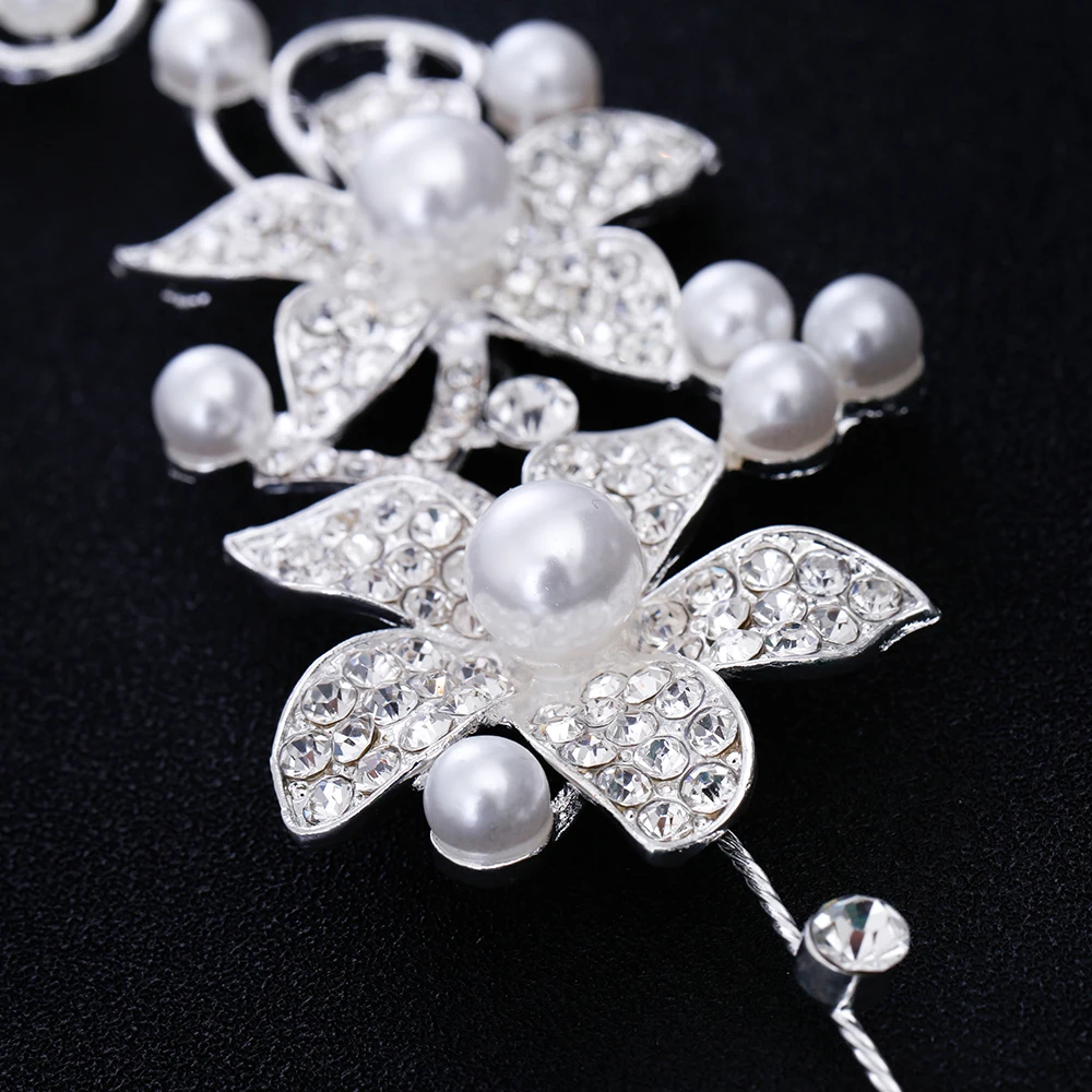 Горячая роскошь на продажу серебряные модные свадебные жемчужные цветы