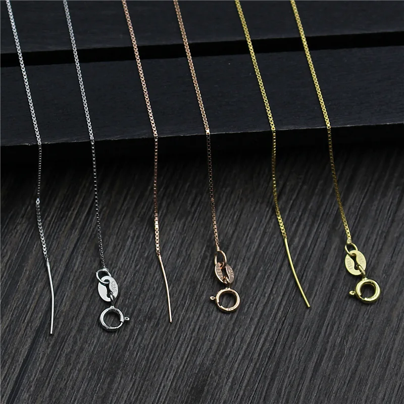40/45 см 925 стерлингового серебра цепи коробки для DIY Бусы из жемчуга ожерелье